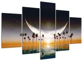 Tablou- Luna deasupra palmierilor (150x105 cm)