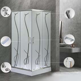 Cabină de duș pătrată Spirit BAMBOO 80x80, cu cădiță de duș acrilică armată