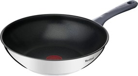 Tigaie tip wok cu capac/cu suprafață antiaderentă din oțel inoxidabil ø 28 cm Daily Cook G7309955 – Tefal
