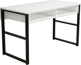 Masa birou MISTO, alb/negru, PAL melaminat/metal, 120x60x75 cm