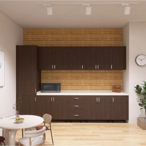 Bucatarie Claus 300 cm, Material PAL 18mm, Culoare Wenge, Blat termorezistent 2.8cm 240cm