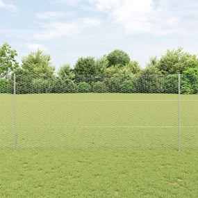 vidaXL Îngrădire cu stâlpi Argintiu 1.4 x 25 m Oțel