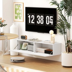 HOMCOM Dulap TV Suspendat pentru Televizoare de 45"-55"-65" cu 2 Dulapuri, Alb | Aosom Romania