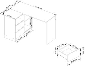 Masă PC de colț Bodhi (Alb + gri) (S). 1070842