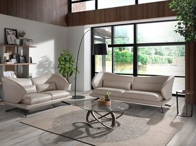 Canapea 2 locuri eleganta cu spatar original Cowhide leather taupe grey