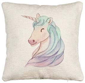 Perna Decorativa Canapea, Model Unicorns, 40x40 cm, Cu fermoar