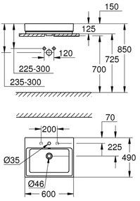GROHE 3947700H - Lavoar CUBE CERAMIC 600 × 490 mm ceramică/alb