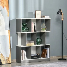 HOMCOM Bibliotecă Mobilă cu 8 Rafturi pentru Sufragerie și Dormitor, 100x24x124 cm, Gri Închis | Aosom Romania