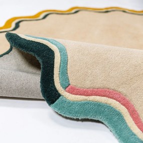 Covor în culoare naturală țesut manual rotund din lână ø 180 cm Leo Scallop – Flair Rugs