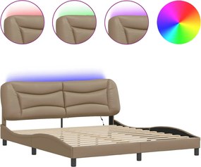vidaXL Cadru de pat cu LED fără saltea, Hvar, cappuccino, 180x200 cm