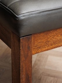 Scaun dining gri din piele naturala si lemn de mango Walter