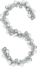 vidaXL Ghirlandă cu Bile de Crăciun Alb și Argintiu 186 cm Polistiren