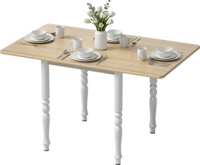 HOMCOM Masă pliabilă pentru 4 până la 6 persoane 74-134 cm, masă de bucătărie cu 2 abătătoare, picioare din oțel, lemn natural | Aosom Romania