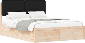 vidaXL Cadru de pat cu tăblie tapițată cu headboard Negru 140 x 200 cm