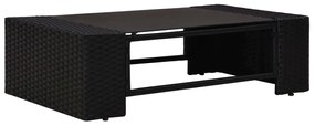 Set mobilier de gradina cu perne, 11 piese, negru, poliratan 5x colt + 5x mijloc + masa, 1