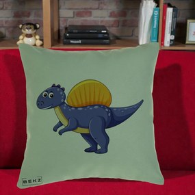 Perna Decorativa Spinozaur Kawaii, 40x40 cm, Verde, Husa Detasabila, Perna Inclusa, BEKZ®