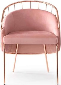 Scaun lemn masiv Anette Cadru Metalic Rose-Gold, 65 × 63 × 81 cm