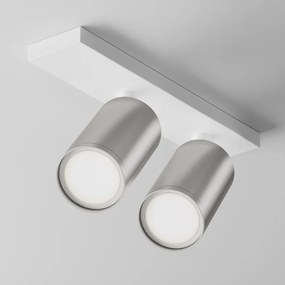 Aplica de perete / tavan cu 2 spoturi directionabile design tehnic Focus S alb, argintiu