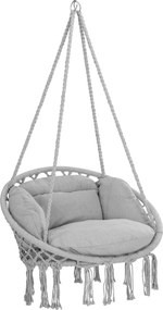 Scaun suspendat BOHO cu perne, Ø61cm, gri deschis Detex