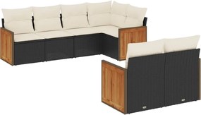 vidaXL Set canapele de grădină cu perne, 7 piese, negru, poliratan