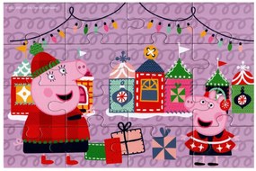 Puzzle pentru copii 4 in 1 PEPPA PIG si Spritul Craciunului, 19x29 cm