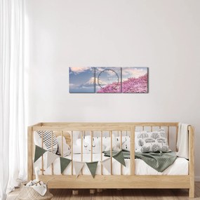 Tablou - Peisaj de primăvară japonez (cu ceas) (90x30 cm)