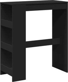 vidaXL Masă de bar cu rafturi, negru, 90x40x103,5 cm, lemn prelucrat