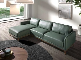 Coltar LUX design italian cu sezlong stanga Cowhide verde