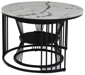 Set 2 Mese de Cafea Moderne cu Îmbinare, Negru+Alb | Aosom Romania