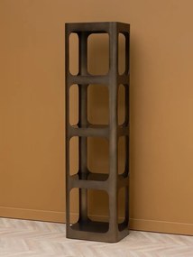 Etajeră metalică vintage, auriu, cu 3 rafturi din sticlă și decupaje rotunjite, 193 x 50 x 42 cm, „Lexton”