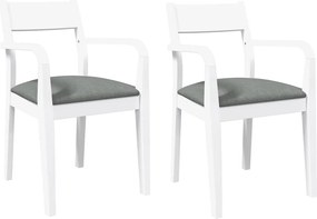 vidaXL Scaune de sufragerie cu perne 2 buc cauciuc din lemn masiv alb