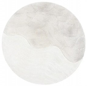 Tablou decorativ alb din lemn de Pin si panza, ∅ 90 cm, Texture Bizzotto