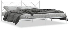 376557 vidaXL Cadru de pat metalic cu tăblie, alb, 193x203 cm