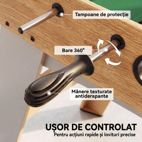 SPORTNOW Fotbal de Masă, Masa 121 Cm, 22 Jucători, Contoare Manuale, Lemn Natural | Aosom Romania