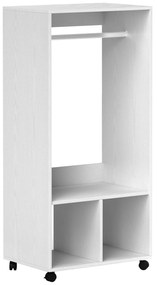 HOMCOM Dulap Garderobă, 60 cm x 40 cm x 127 cm, 1 Bară de Agățat, 2 Rafturi, Alb | Aosom Romania