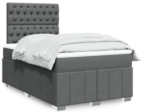 vidaXL Pat box spring cu saltea, gri închis, 120x190 cm, textil