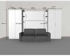 Set pat rabatabil dublu cu canapea si 2 dulapuri Royal Acordeon (100 cm) - Royal FULL Wardrobes &amp; Sofa SET (150X200)