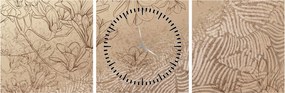 Tablou - Flori desenate (cu ceas) (90x30 cm)