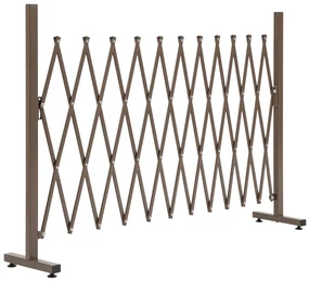 Outsunny Gard de Grădină cu Lățime Reglabilă, Gard de Grădină Multifuncțional din Metal și Aluminiu, 300x31x103,5 cm, Maro Închis