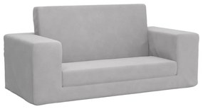 341828 vidaXL Canapea pentru copii cu 2 locuri, gri deschis, pluș moale