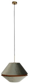 Moderne hanglamp brons met dubbele velours kap groen - Combi 1
