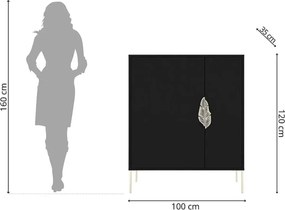 Pantofar lemn masiv Merlin Personalizabil Accesorii placate cu Aur, 100 × 35 × 120 cm - Alb