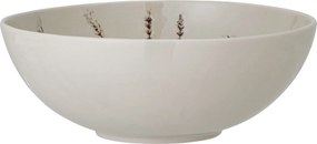Bol de servire din ceramică, natur, cu ilustrații botanice pictate manual, 30.5x11 cm, „Bea"