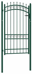 vidaXL Poartă de gard cu țepușe, verde, 100x175 cm, oțel