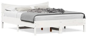 3216367 vidaXL Cadru de pat cu tăblie, alb, 150x200 cm lemn masiv pin