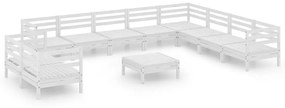 3083200 vidaXL Set mobilier de grădină, 11 piese, alb, lemn masiv de pin