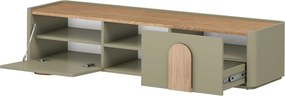 Comodă TV Amilio 170 cm cu sertar - eucalipt / stejar baltic dune / mânere stejar natural