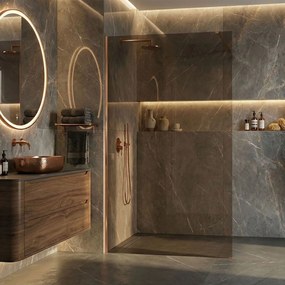 Paravan de dus Rea Flexi Brown / Brush Copper 120