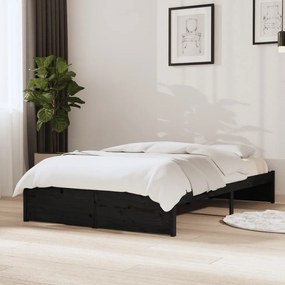 814923 vidaXL Cadru de pat mic dublu, negru, 120x190 cm, lemn masiv
