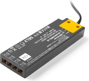 Transformator Easy Click GTV pentru bandă LED, 15W, 12V, IP20, 4 ieșiri Mini AMP, cablu 1,5 m 15 W, 12 V, 1.5 m, Plastic, Easy Click